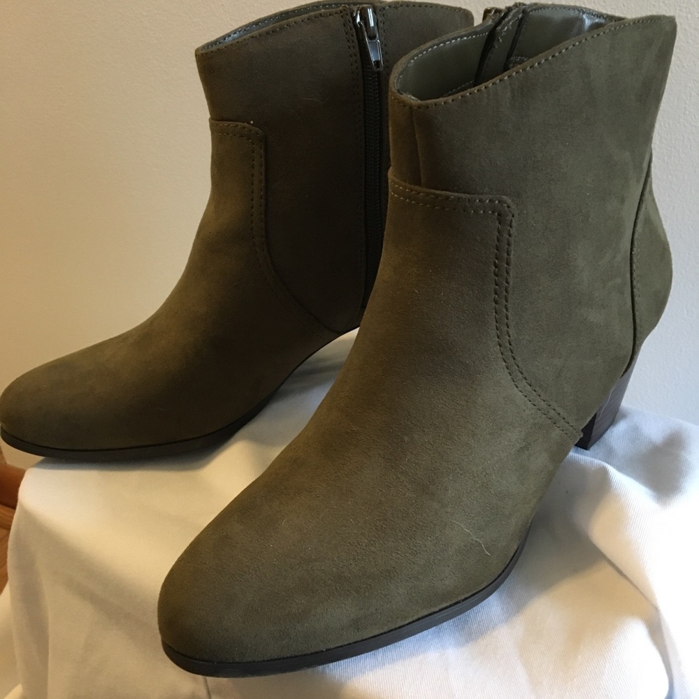 Ana Olive Green Ankle Boots